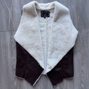 Ambiance Cream and Brown Fleece Vest